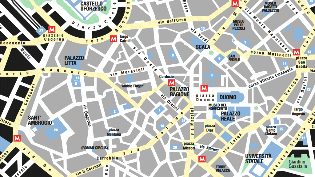 Mappa Di Milano Cartina Del Centro Storico Di Milano Personalizzata ...